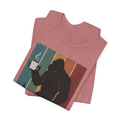 Bigfoot Coffee Lover Shirt – Retro Sasquatch Tee, Funny Outdoor & Nature Gift for Coffee Fans