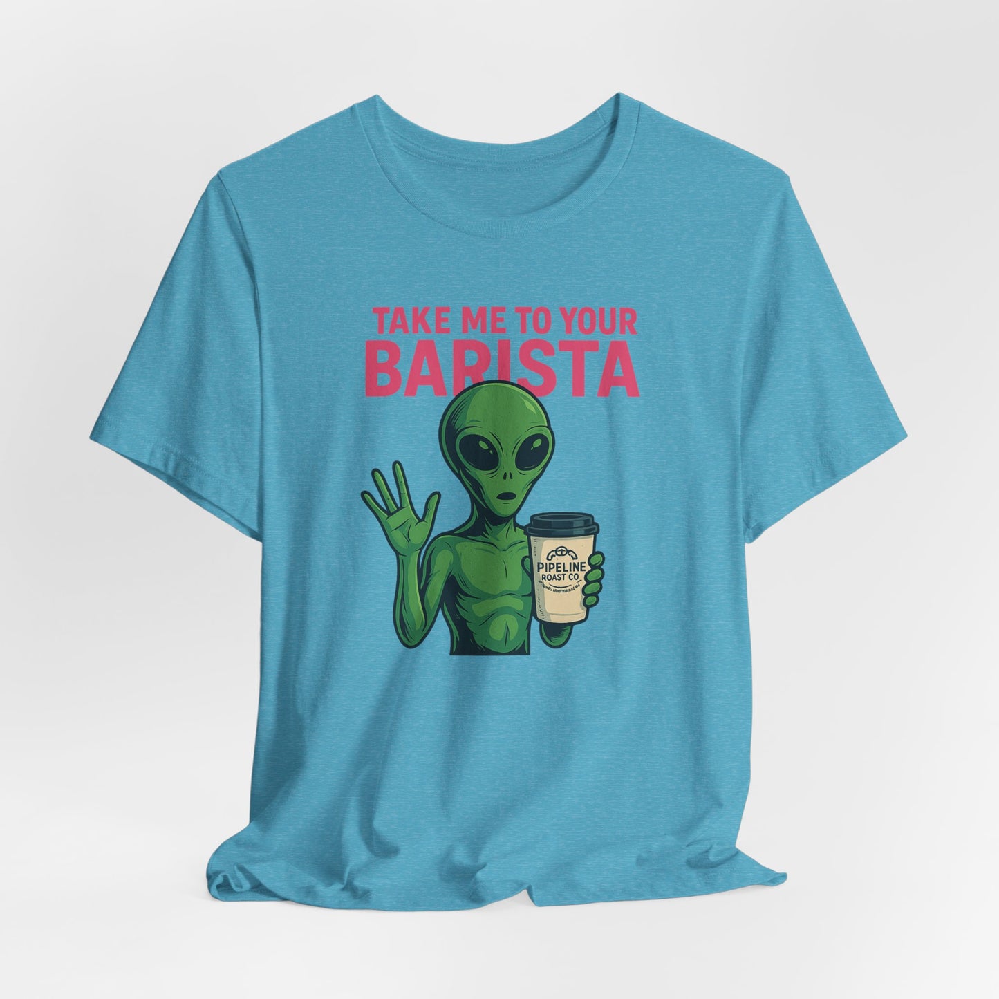 Alien Barista Tee, Funny Coffee Lover Shirt, Unisex Graphic Tee, Gift for Barista, Unique Casual Wear, Quirky Humor Top