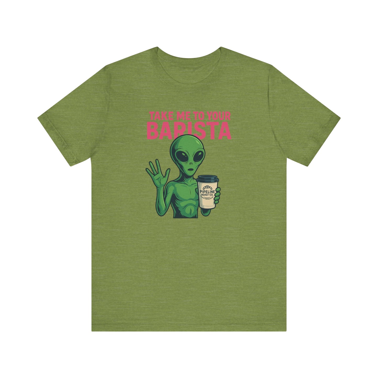 Alien Barista Tee, Funny Coffee Lover Shirt, Unisex Graphic Tee, Gift for Barista, Unique Casual Wear, Quirky Humor Top
