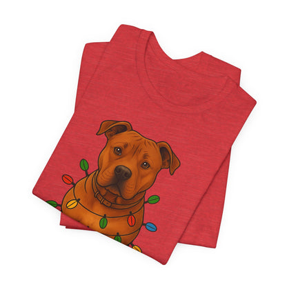 Festive Dog Lover Tee, Holiday T-Shirt, Pet Owner Gift, Christmas Apparel, Unisex Short Sleeve Shirt, Cute Dog Shirt