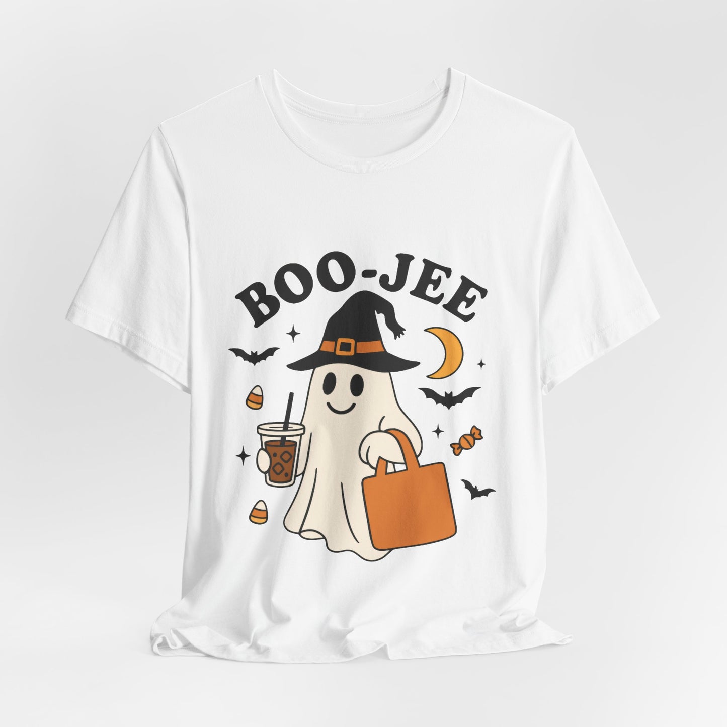 Boo-Jee Coffee Ghost Halloween T-Shirt – Funny Spooky Brew Tee for Coffee Lovers