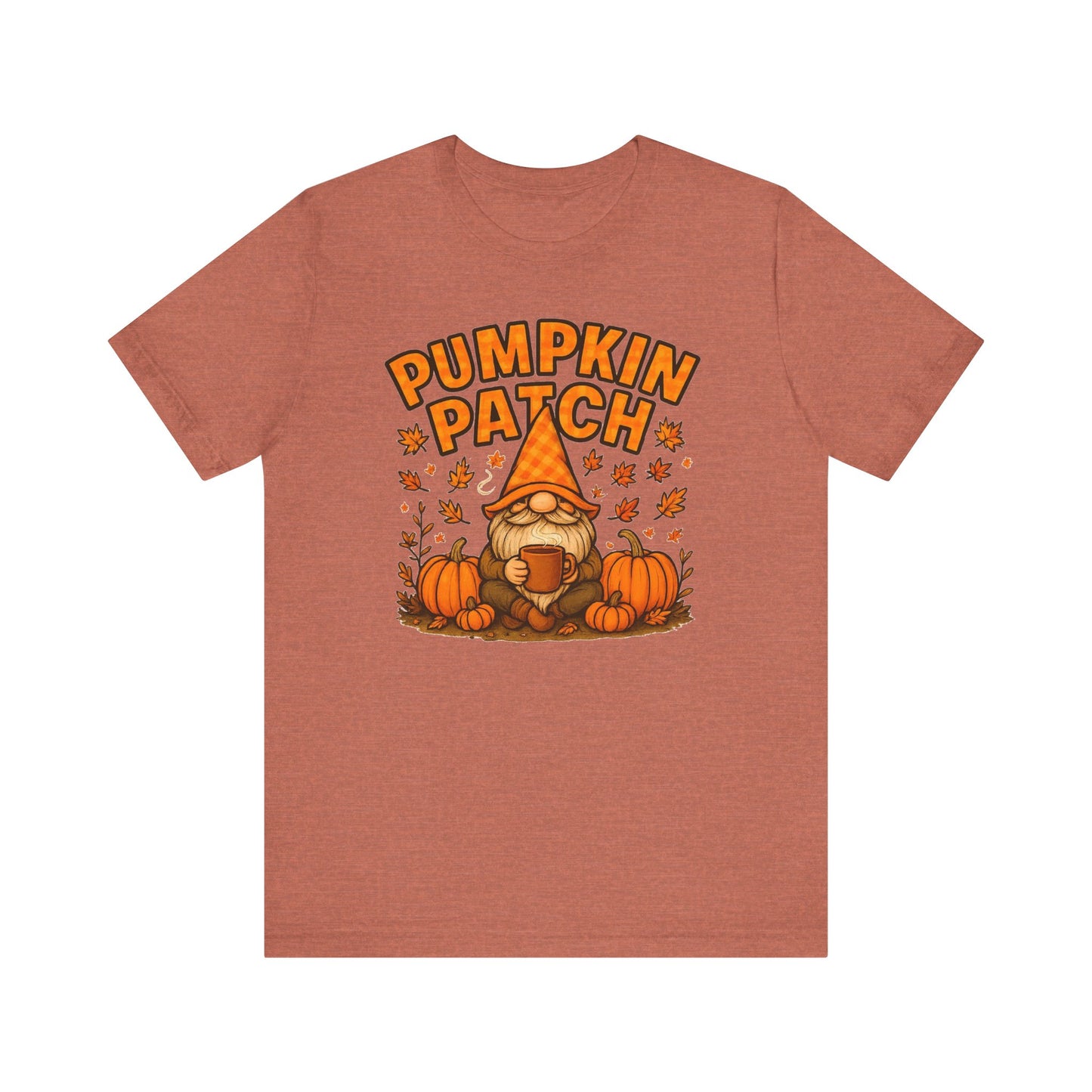 Fall Pumpkin Patch Tee, Cozy Autumn T-Shirt, Seasonal Gnome Shirt, Halloween Fun Apparel, Graphic Tee for Nature Lovers