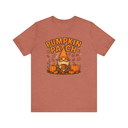 Fall Pumpkin Patch Tee, Cozy Autumn T-Shirt, Seasonal Gnome Shirt, Halloween Fun Apparel, Graphic Tee for Nature Lovers