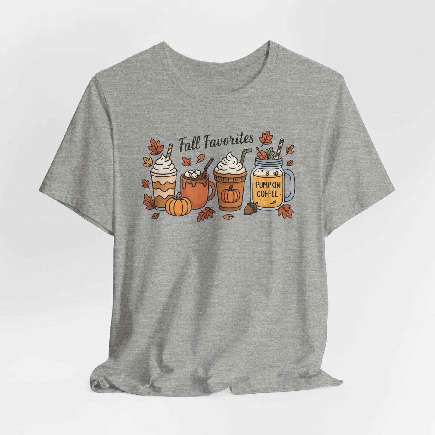 Cozy Fall Favorites Tee | Autumn Shirt, Pumpkin Coffee Top, Unisex Fall T-Shirt, Gift for Coffee Lovers, Seasonal Apparel