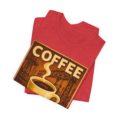 Steel Worker Coffee T-Shirt – Industrial Graphic Tee for Hardworking Coffee Fans