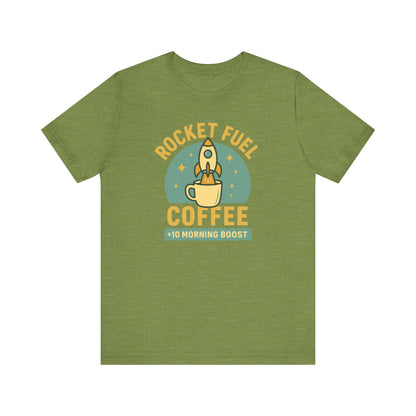 Coffee Lover's Unisex Tee, Rocket Fuel Coffee Shirt, Morning Boost Tee, Barista Gift, Casual Coffee Shirt