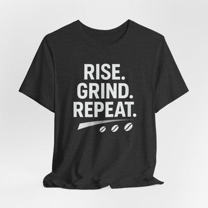 Coffee Lover's Unisex Tee - Rise. Grind. Repeat. | Casual Wear, Motivational Gift, Gym Shirt, Coffee Enthusiast Apparel, Everyday Comfort