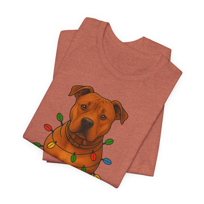 Festive Dog Lover Tee, Holiday T-Shirt, Pet Owner Gift, Christmas Apparel, Unisex Short Sleeve Shirt, Cute Dog Shirt