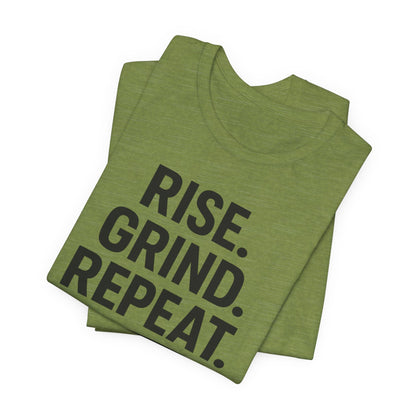 Coffee Lover's Unisex Tee - Rise. Grind. Repeat. | Casual Wear, Motivational Gift, Gym Shirt, Coffee Enthusiast Apparel, Everyday Comfort