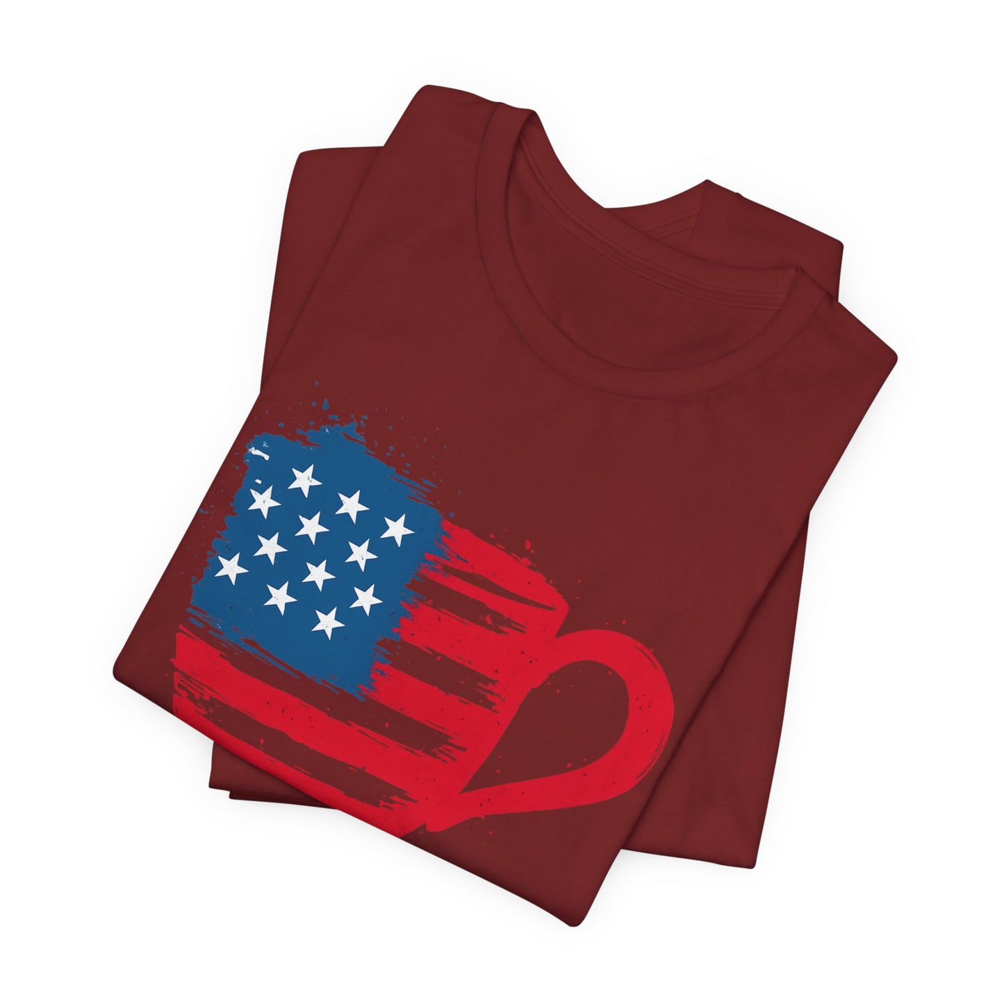 Patriotic Coffee Lover's Tee, Unisex Shirt, Independence Day Apparel, Gift for Barista, American Flag Tee, Casual Wear