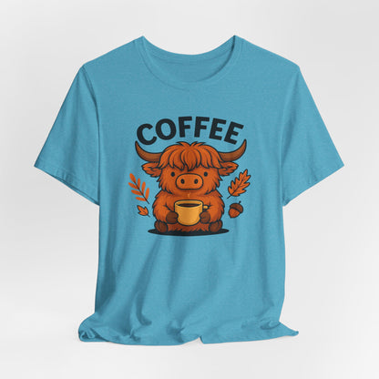 Coffee Lover’s Unisex Tee | Cute Cow Design | Perfect for Casual Gatherings, Birthdays, Coffee Lovers, Gifts