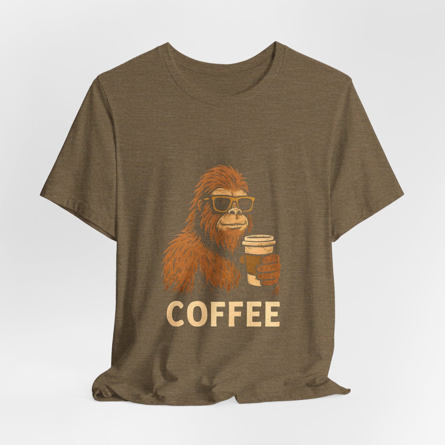 Bigfoot Drinking Coffee T-Shirt – Funny Sasquatch Coffee Tee for Coffee Lovers
