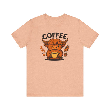 Coffee Lover’s Unisex Tee | Cute Cow Design | Perfect for Casual Gatherings, Birthdays, Coffee Lovers, Gifts