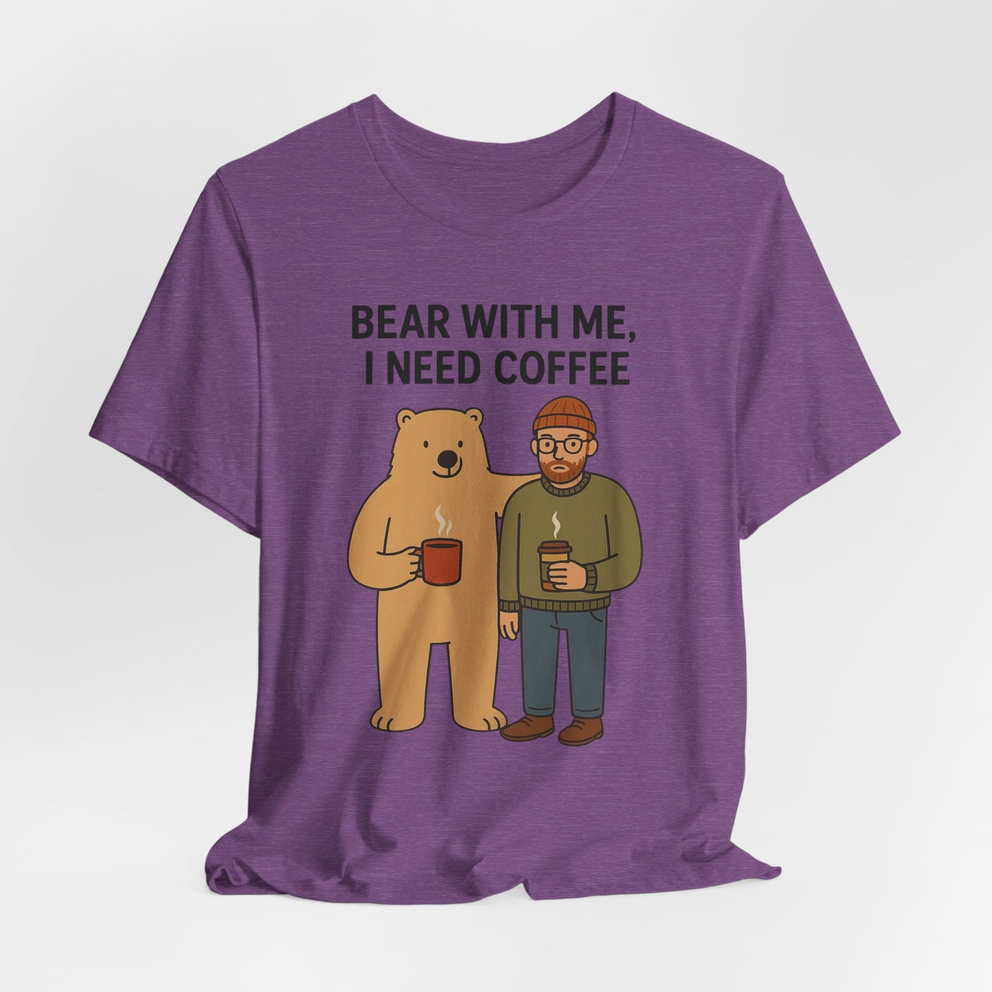 Coffee Lover Tee, Funny Bear Shirt, Unisex Graphic Tee, Gift for Him, Quirky Coffee Shirt, Casual Wear, Coffee Humor