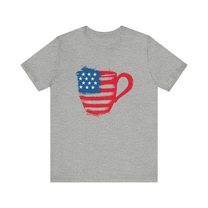 Patriotic Coffee Lover's Tee, Unisex Shirt, Independence Day Apparel, Gift for Barista, American Flag Tee, Casual Wear