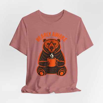 Coffee Lover Bear Tee, Cozy Casual T-Shirt, Perfect Gift for Coffee Enthusiasts, Daily Wear, Bearly Awake Design