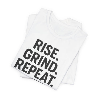 Coffee Lover's Unisex Tee - Rise. Grind. Repeat. | Casual Wear, Motivational Gift, Gym Shirt, Coffee Enthusiast Apparel, Everyday Comfort