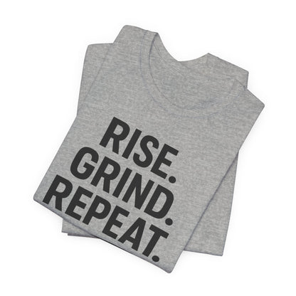 Coffee Lover's Unisex Tee - Rise. Grind. Repeat. | Casual Wear, Motivational Gift, Gym Shirt, Coffee Enthusiast Apparel, Everyday Comfort