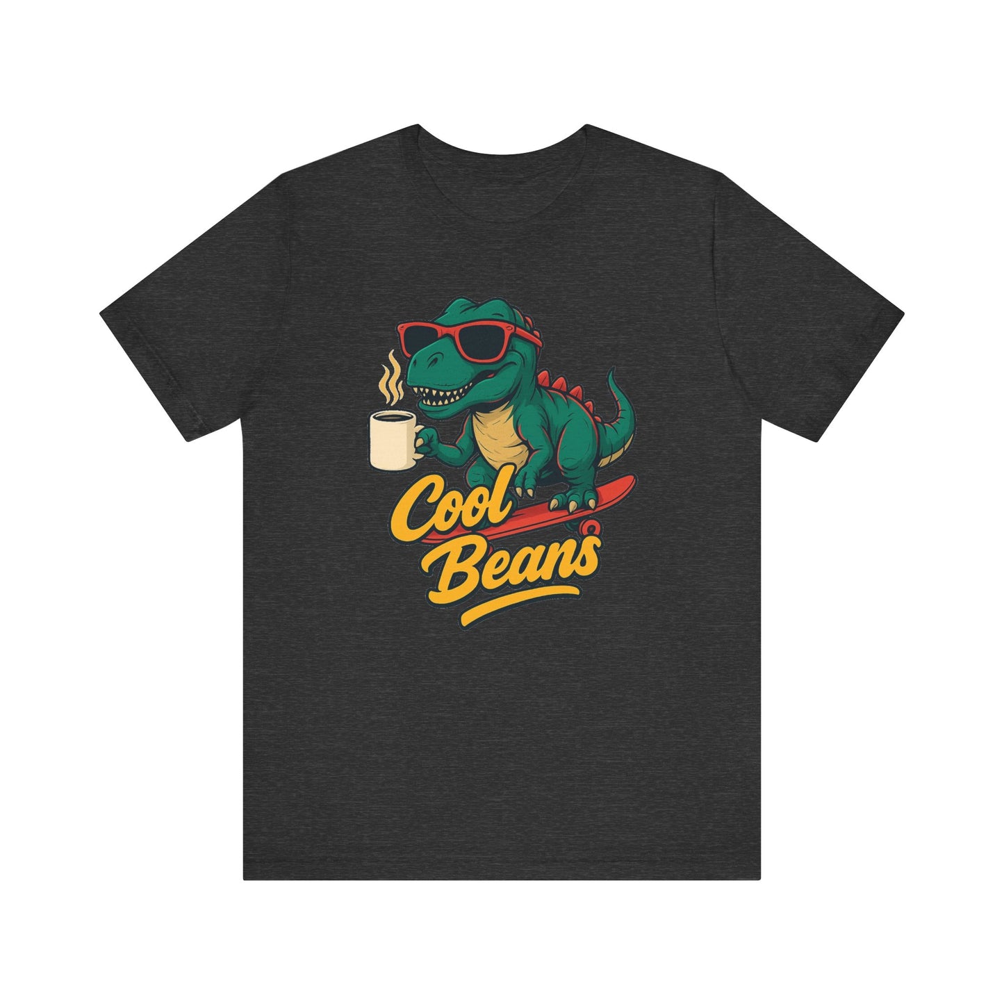 Cool Beans Dino Tee, Fun T-Shirt for Dinosaur Lovers, Casual Wear, Unique Gift Idea for Birthdays, Coffee Enthusiast Gift