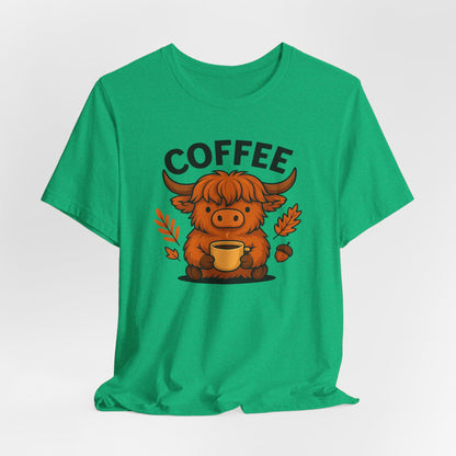 Coffee Lover’s Unisex Tee | Cute Cow Design | Perfect for Casual Gatherings, Birthdays, Coffee Lovers, Gifts