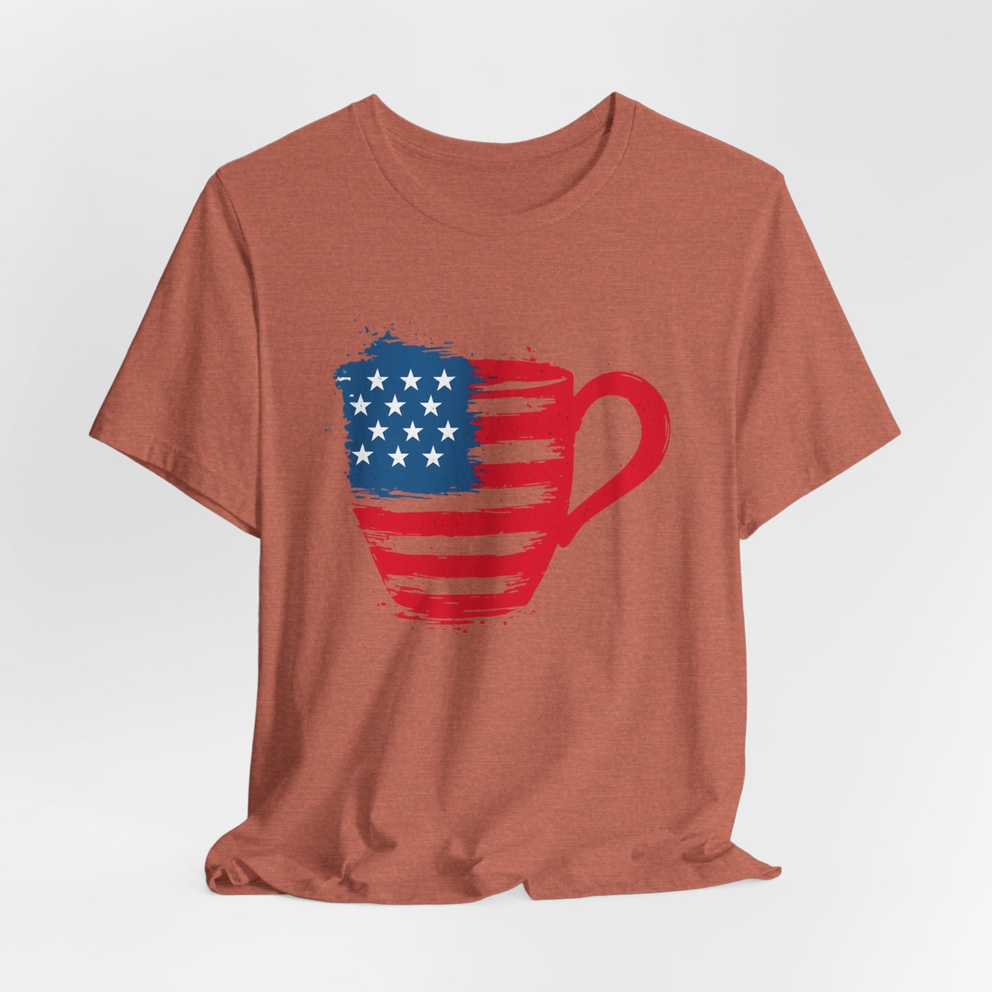 Patriotic Coffee Lover's Tee, Unisex Shirt, Independence Day Apparel, Gift for Barista, American Flag Tee, Casual Wear