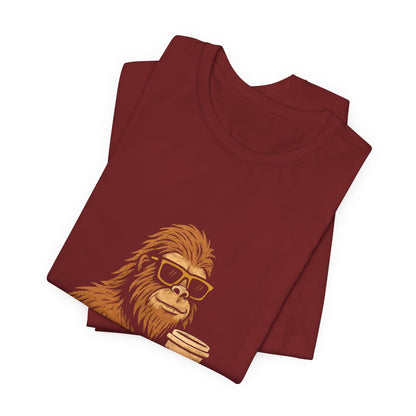 Bigfoot Drinking Coffee T-Shirt – Funny Sasquatch Coffee Tee for Coffee Lovers