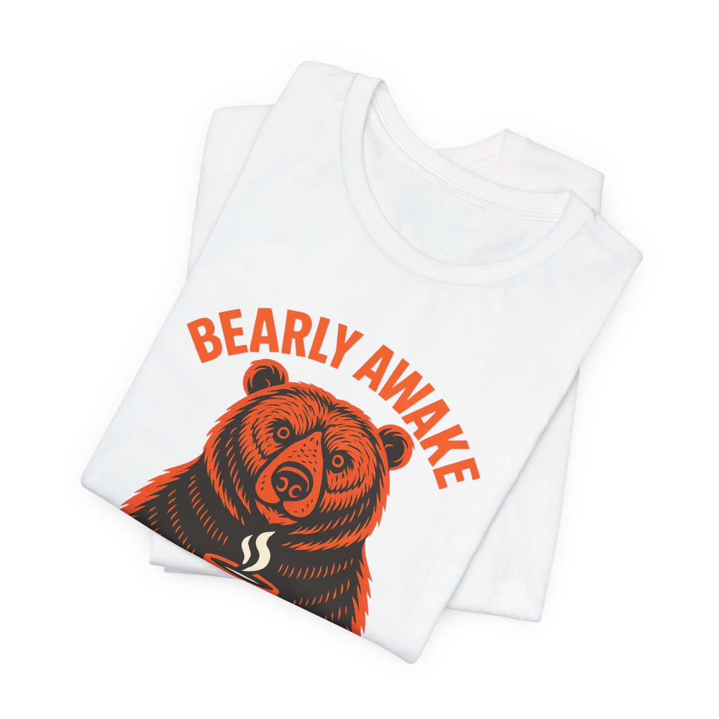 Coffee Lover Bear Tee, Cozy Casual T-Shirt, Perfect Gift for Coffee Enthusiasts, Daily Wear, Bearly Awake Design