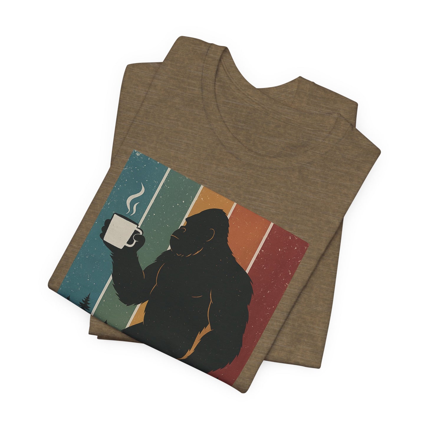 Bigfoot Coffee Lover Shirt – Retro Sasquatch Tee, Funny Outdoor & Nature Gift for Coffee Fans