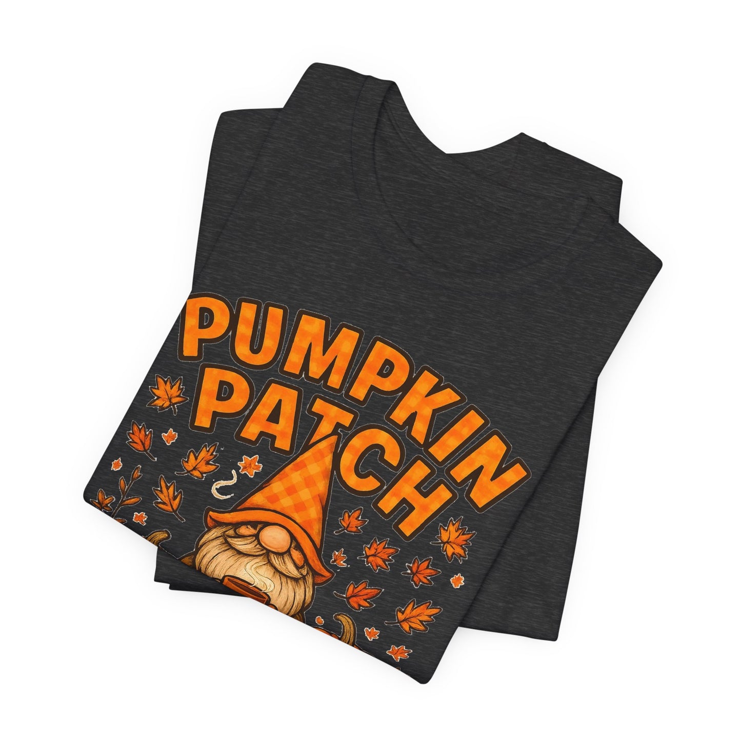 Fall Pumpkin Patch Tee, Cozy Autumn T-Shirt, Seasonal Gnome Shirt, Halloween Fun Apparel, Graphic Tee for Nature Lovers