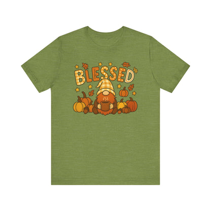 Fall Gnome Blessed Tee, Autumn T-Shirt, Thanksgiving Wear, Seasonal Shirt, Cozy Fall Apparel Gift