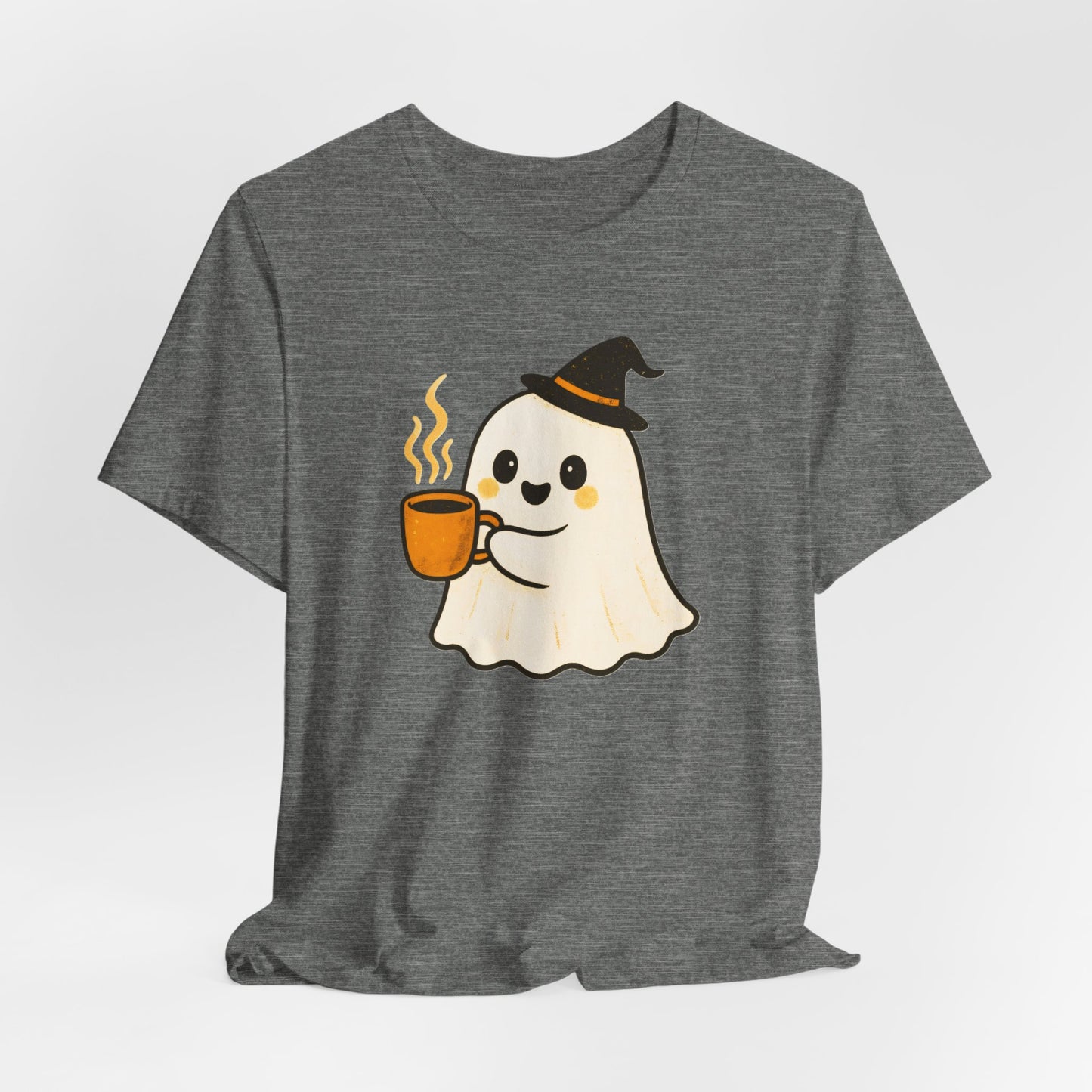 Cute Ghost Coffee Tee, Unisex Halloween Shirt, Funny Pumpkin Spice T-Shirt, Fall Fashion Top, Holiday Gift Idea
