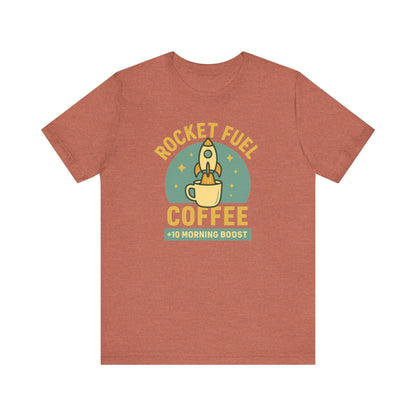 Coffee Lover's Unisex Tee, Rocket Fuel Coffee Shirt, Morning Boost Tee, Barista Gift, Casual Coffee Shirt