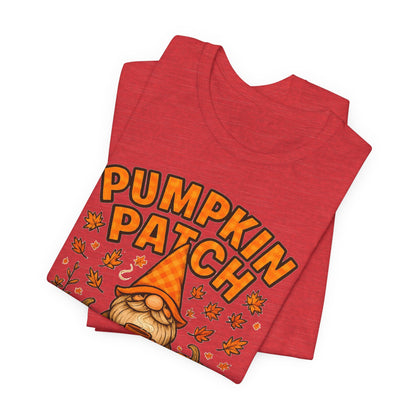 Fall Pumpkin Patch Tee, Cozy Autumn T-Shirt, Seasonal Gnome Shirt, Halloween Fun Apparel, Graphic Tee for Nature Lovers