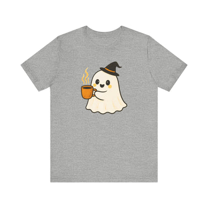 Cute Ghost Coffee Tee, Unisex Halloween Shirt, Funny Pumpkin Spice T-Shirt, Fall Fashion Top, Holiday Gift Idea
