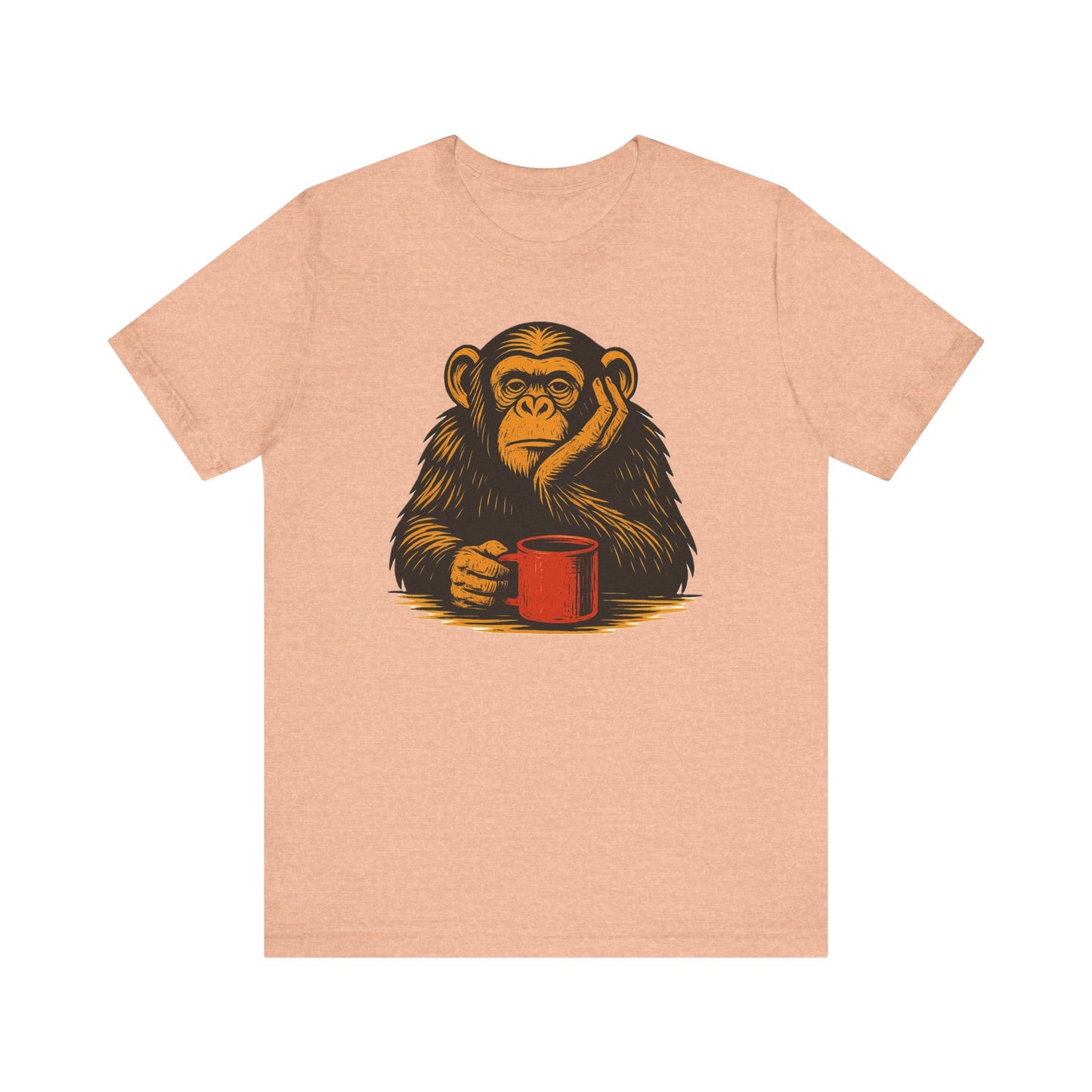 Charming Chimpanzee Coffee Tee, Relaxed Vibes, Gift for Animal Lovers, Everyday Comfort, Perfect for Coffee Lovers