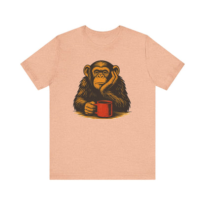 Charming Chimpanzee Coffee Tee, Relaxed Vibes, Gift for Animal Lovers, Everyday Comfort, Perfect for Coffee Lovers