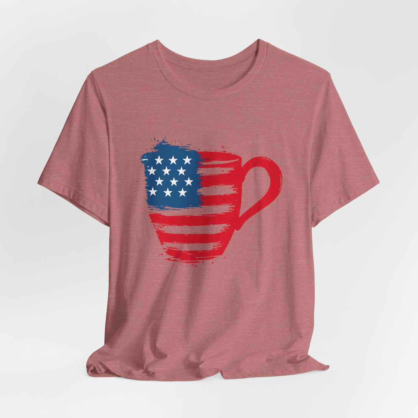 Patriotic Coffee Lover's Tee, Unisex Shirt, Independence Day Apparel, Gift for Barista, American Flag Tee, Casual Wear
