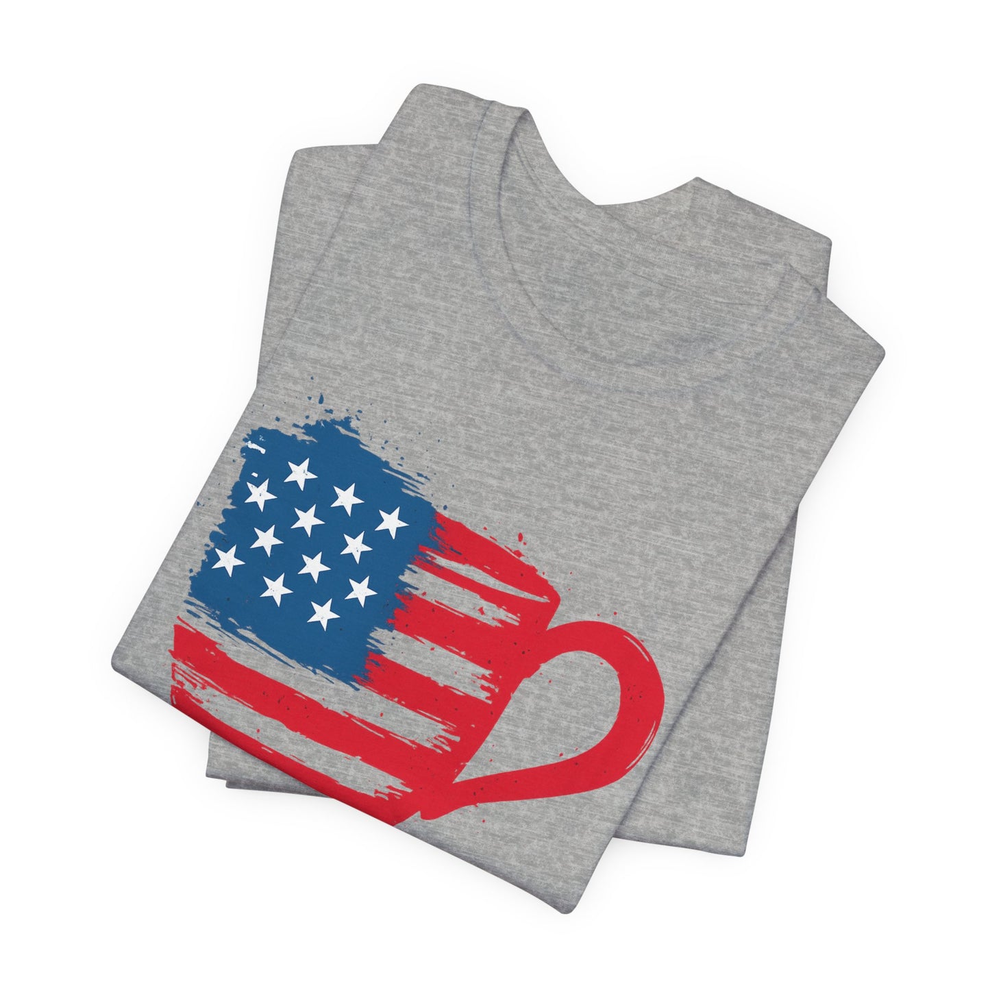 Patriotic Coffee Lover's Tee, Unisex Shirt, Independence Day Apparel, Gift for Barista, American Flag Tee, Casual Wear
