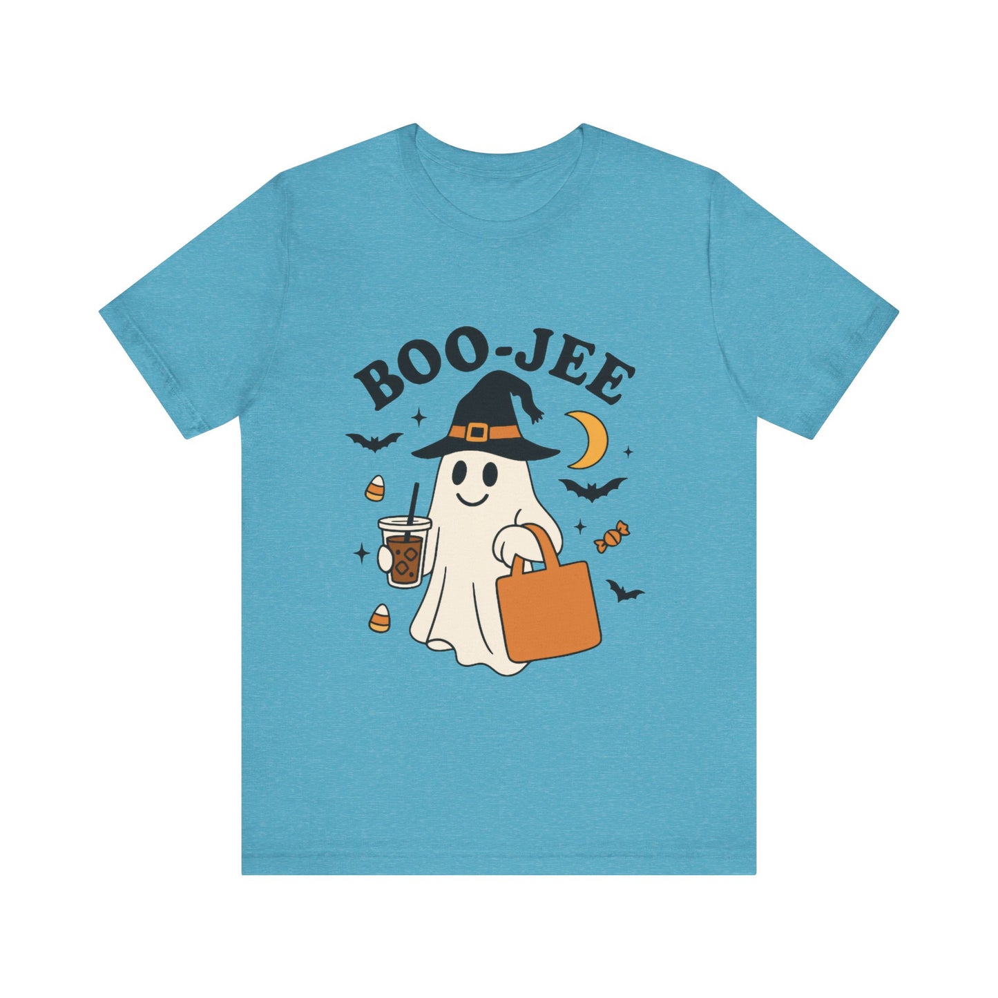 Boo-Jee Coffee Ghost Halloween T-Shirt – Funny Spooky Brew Tee for Coffee Lovers
