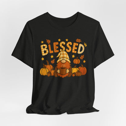 Fall Gnome Blessed Tee, Autumn T-Shirt, Thanksgiving Wear, Seasonal Shirt, Cozy Fall Apparel Gift