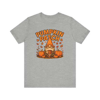 Fall Pumpkin Patch Tee, Cozy Autumn T-Shirt, Seasonal Gnome Shirt, Halloween Fun Apparel, Graphic Tee for Nature Lovers