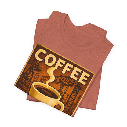 Steel Worker Coffee T-Shirt – Industrial Graphic Tee for Hardworking Coffee Fans