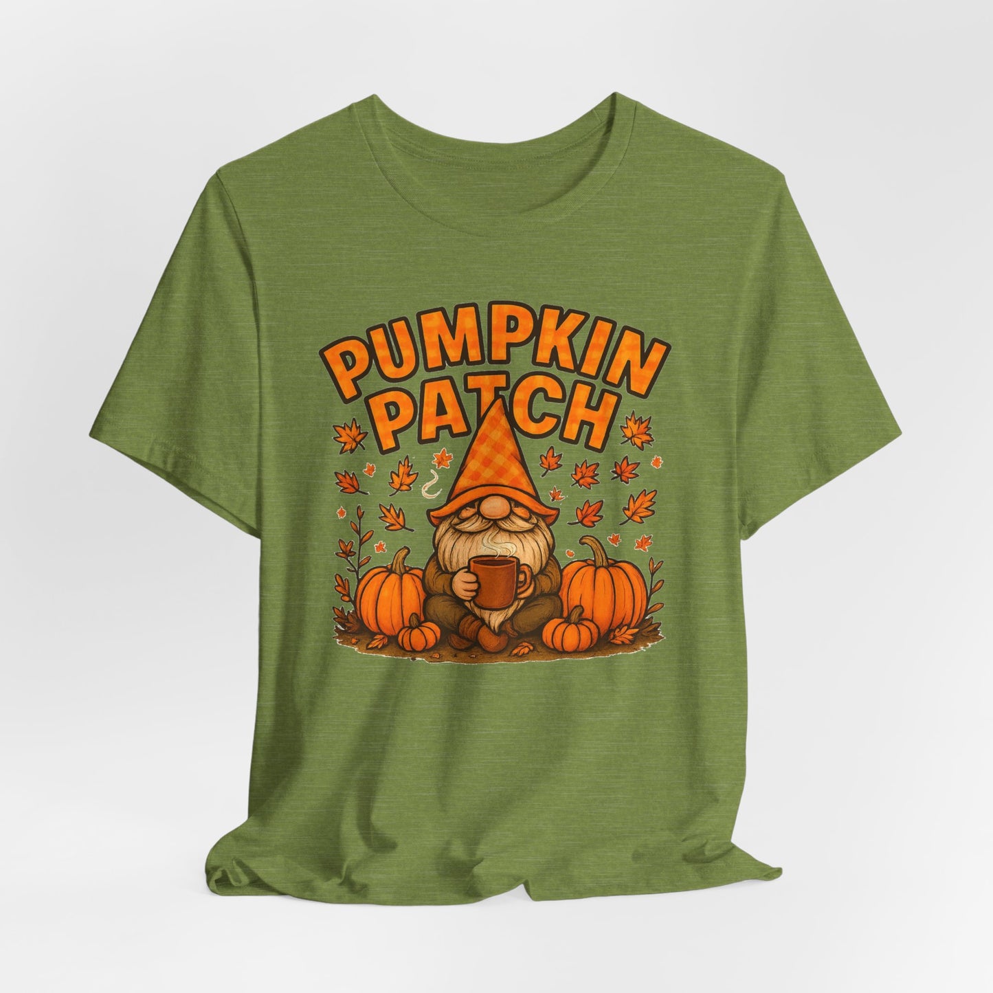 Fall Pumpkin Patch Tee, Cozy Autumn T-Shirt, Seasonal Gnome Shirt, Halloween Fun Apparel, Graphic Tee for Nature Lovers