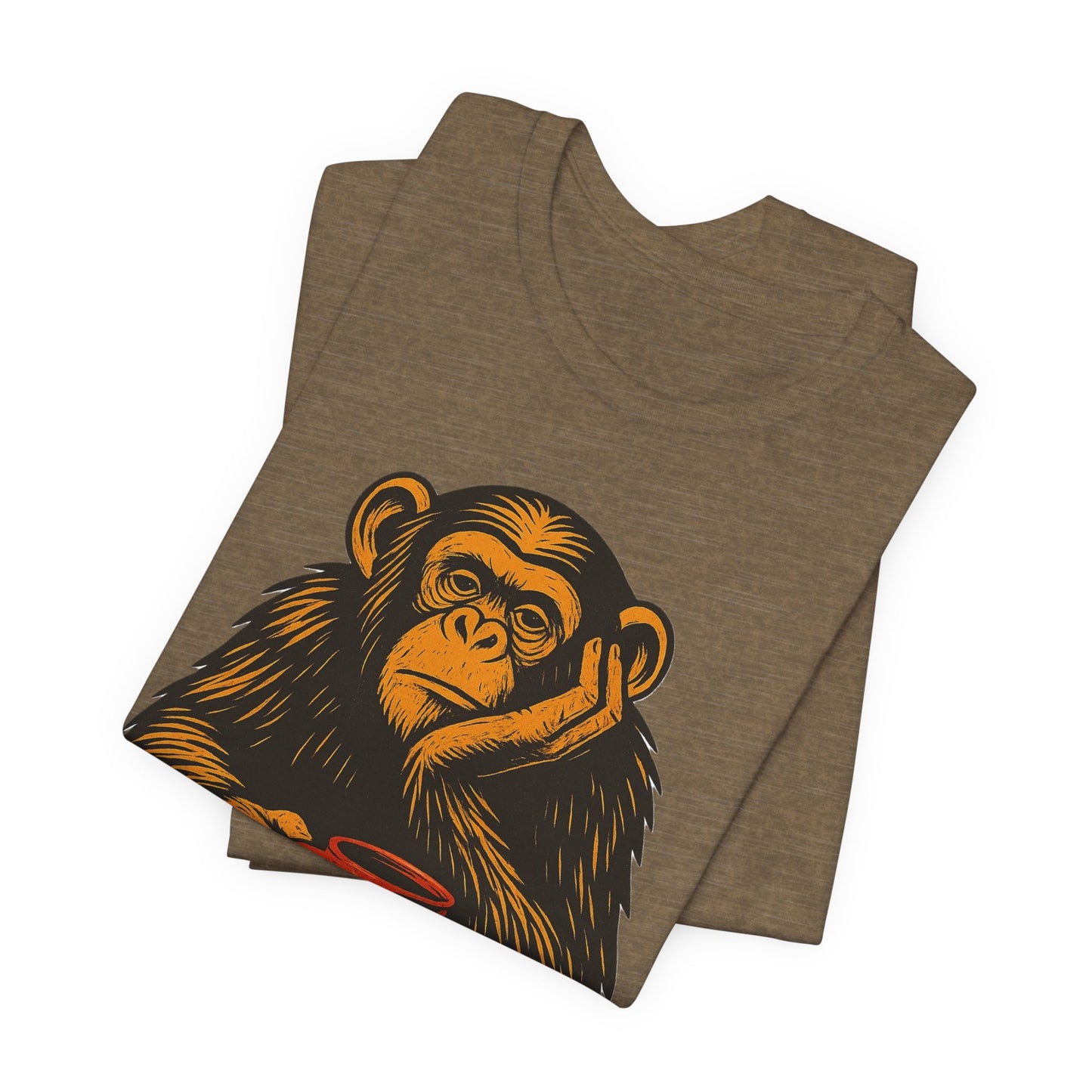 Charming Chimpanzee Coffee Tee, Relaxed Vibes, Gift for Animal Lovers, Everyday Comfort, Perfect for Coffee Lovers