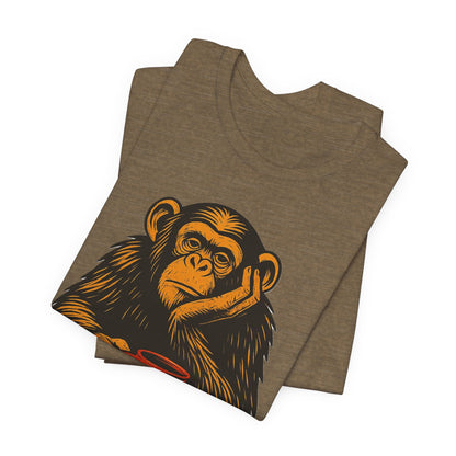 Charming Chimpanzee Coffee Tee, Relaxed Vibes, Gift for Animal Lovers, Everyday Comfort, Perfect for Coffee Lovers