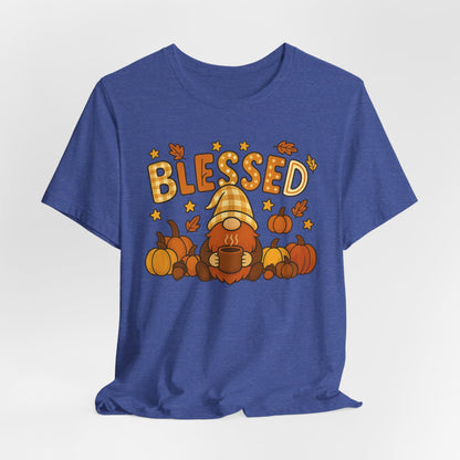 Fall Gnome Blessed Tee, Autumn T-Shirt, Thanksgiving Wear, Seasonal Shirt, Cozy Fall Apparel Gift