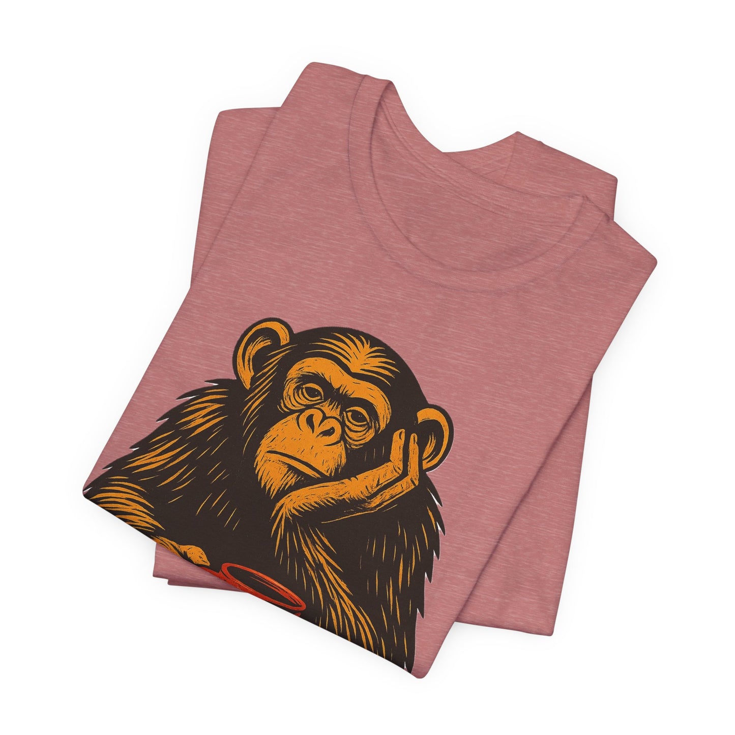 Charming Chimpanzee Coffee Tee, Relaxed Vibes, Gift for Animal Lovers, Everyday Comfort, Perfect for Coffee Lovers