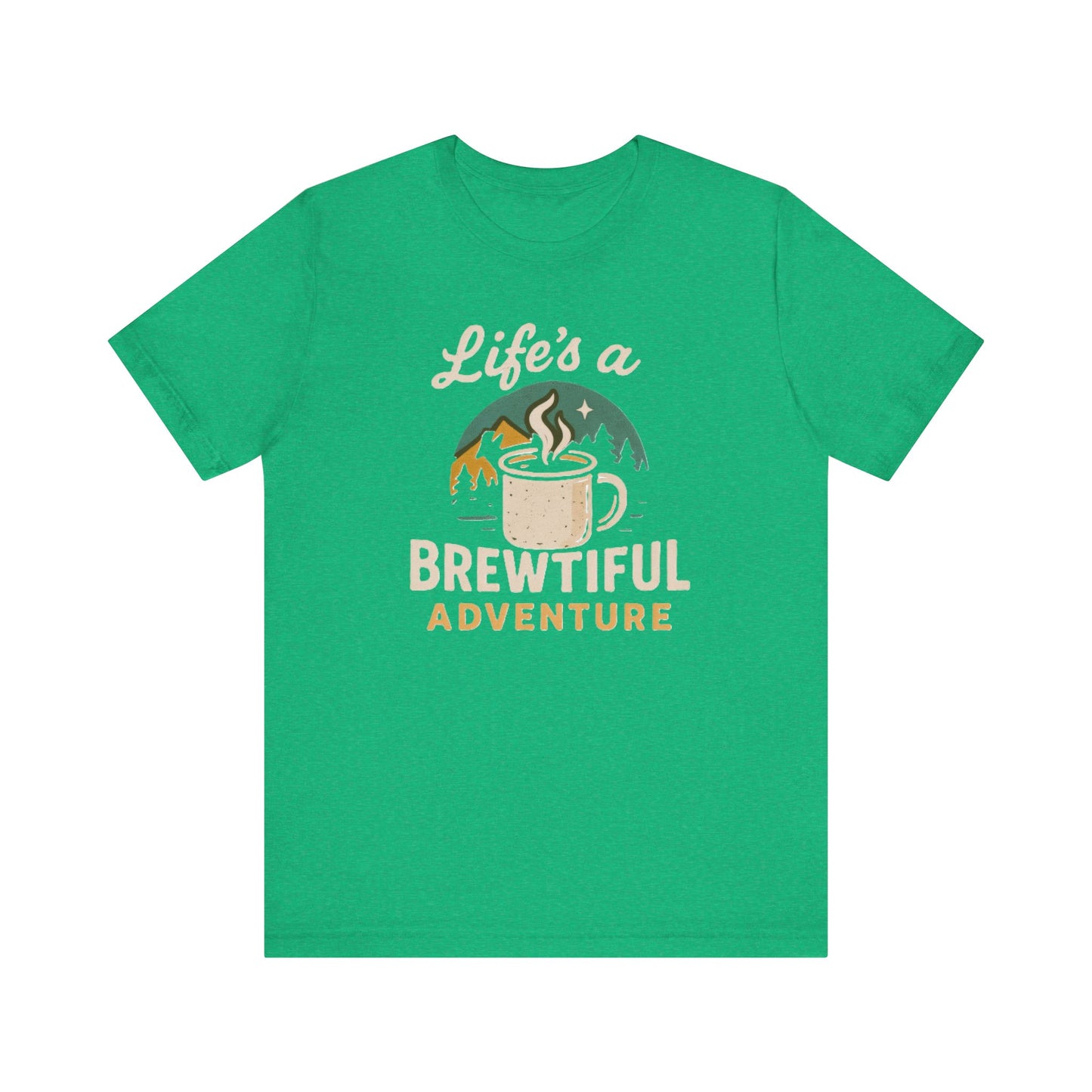Brewtiful Adventure Tee - Unisex Short Sleeve T-Shirt, Coffee Lover Gift, Hiking Apparel, Adventure Shirt, Travel Outfit