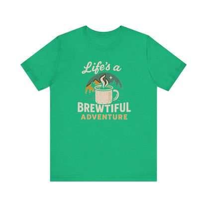 Brewtiful Adventure Tee - Unisex Short Sleeve T-Shirt, Coffee Lover Gift, Hiking Apparel, Adventure Shirt, Travel Outfit
