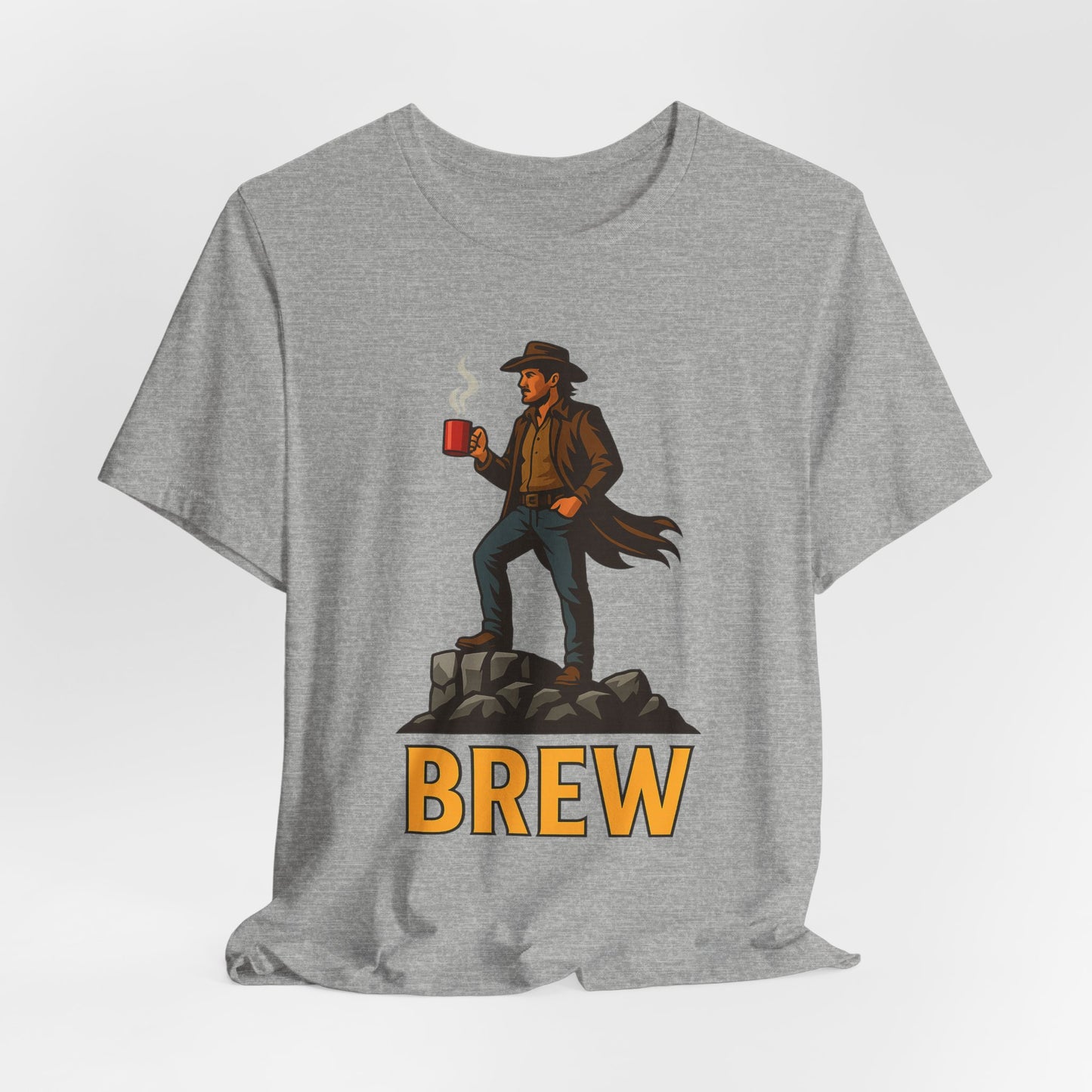 Brew Adventure Tee: Vintage Graphic Unisex Shirt, Coffee Lover Gift, Casual Wear, Hiking Apparel, Men's & Women's Fashion